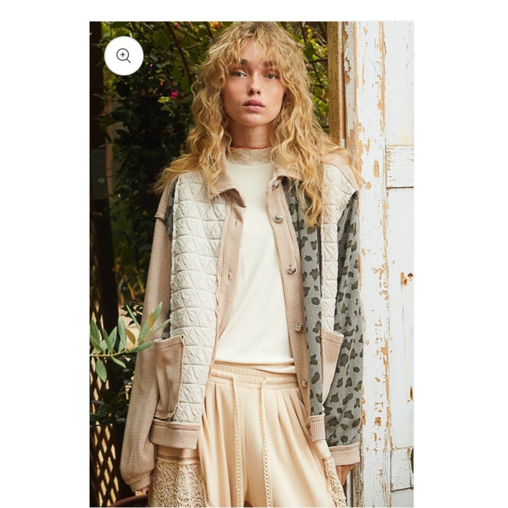 POL Green and Tan Bomber Jacket with Unique Design